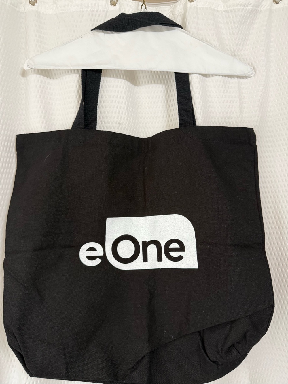 Black Canvas Tote Bag with White Logo